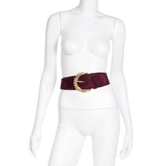 Vintage Donna Karan Deep Purple Wine Suede Belt with Gold Buckle