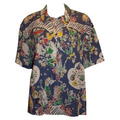 Vintage Donna Karan New York Printed Linen Shirt