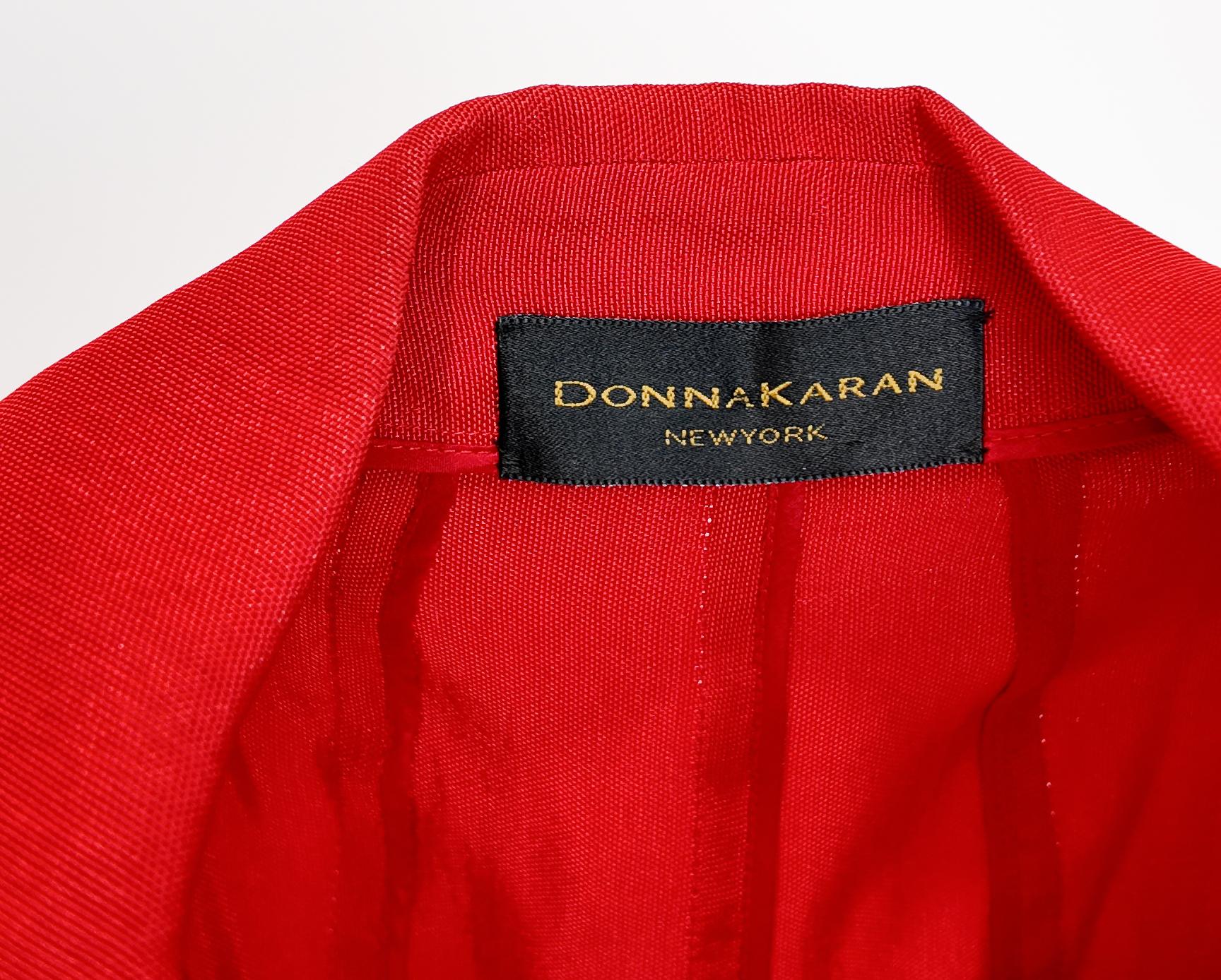 Vintage Donna Karan Red Sheen Skirt Suit For Sale 4