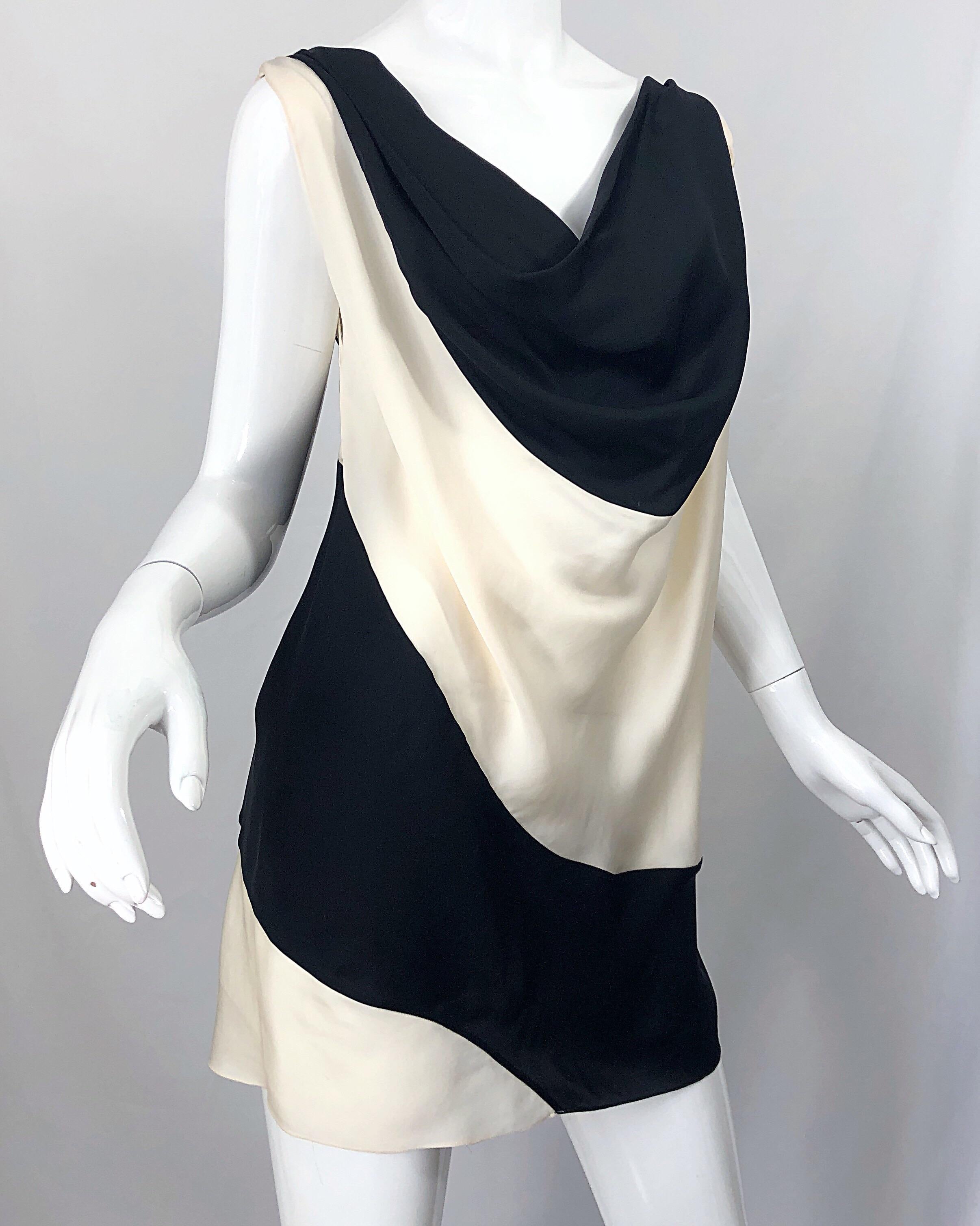 Vintage Donna Karan Runway Collection Black & White Ivory Sz 10 / 12 Tunic Dress 4