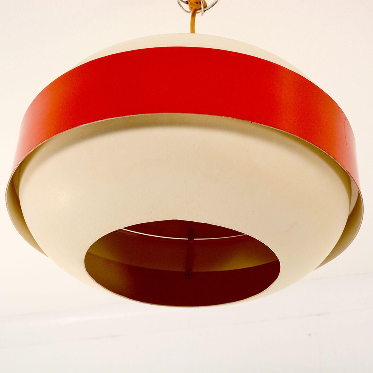 Mid-Century Modern Vintage Doo-Wop Style of Louis Poulsen Spun Aluminum Orange Pendant Light, 1960s