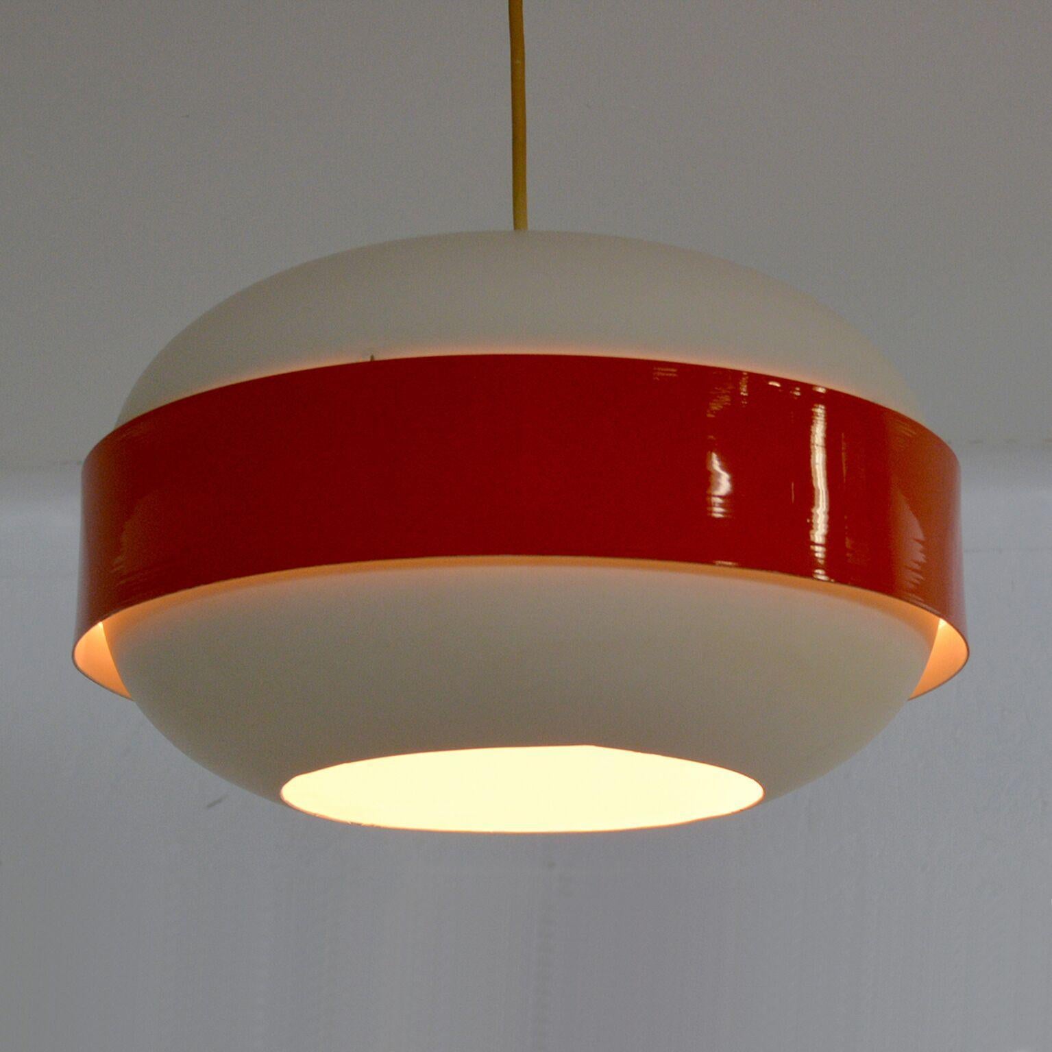 Mexican Vintage Doo-Wop Style of Louis Poulsen Spun Aluminum Orange Pendant Light, 1960s