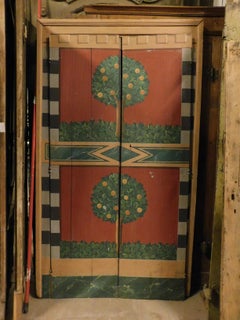 Vintage Door / Built-In Wardrobe, Painted with Frame, Late '800 Italy