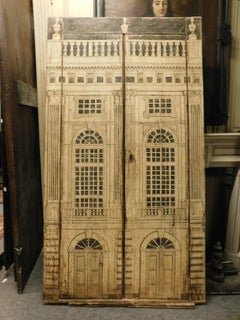 Vintage Door Placard Lacquered Cupboard, Fornasetti School, 20th Century, Italy