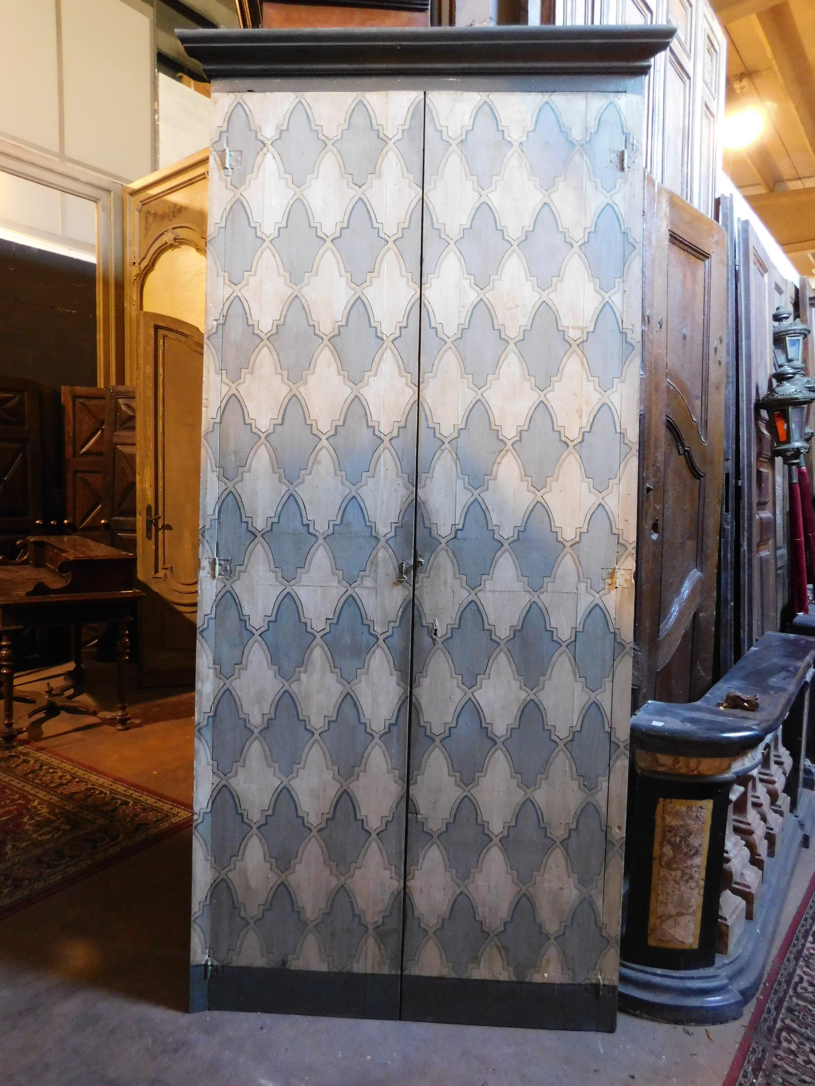 italien Porte, placard, armoire murale, peinte avec tapisserie, Italie en vente