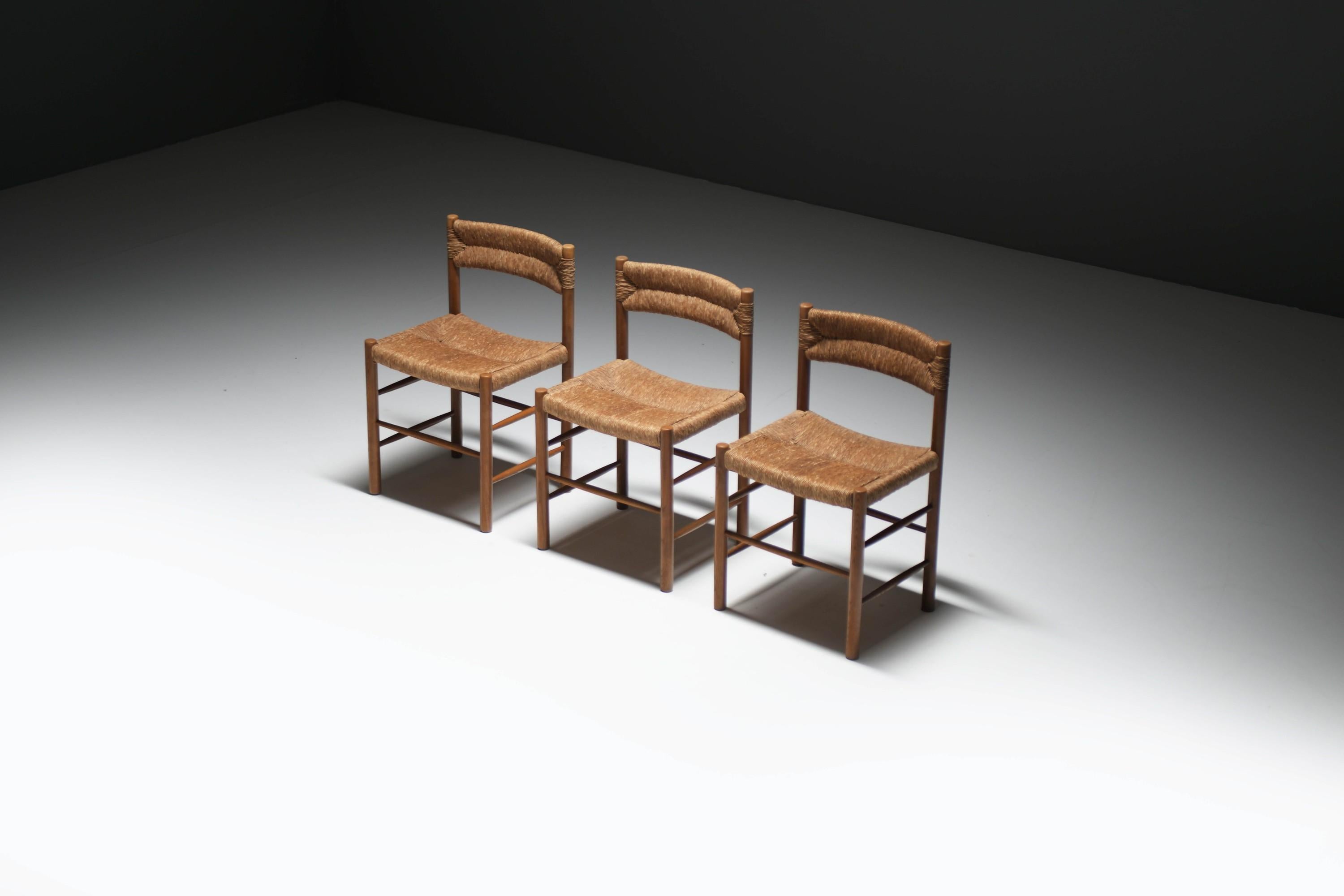 Wood Vintage Dordogne dining chairs by Charlotte Perriand /Robert Sentou - France For Sale