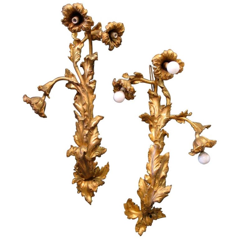 Vintage Doré Bronze Art Nouveau Sconces For Sale at 1stDibs