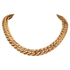 Vintage Dorfman Collana a girocollo con maglie ondulate in oro giallo 18K