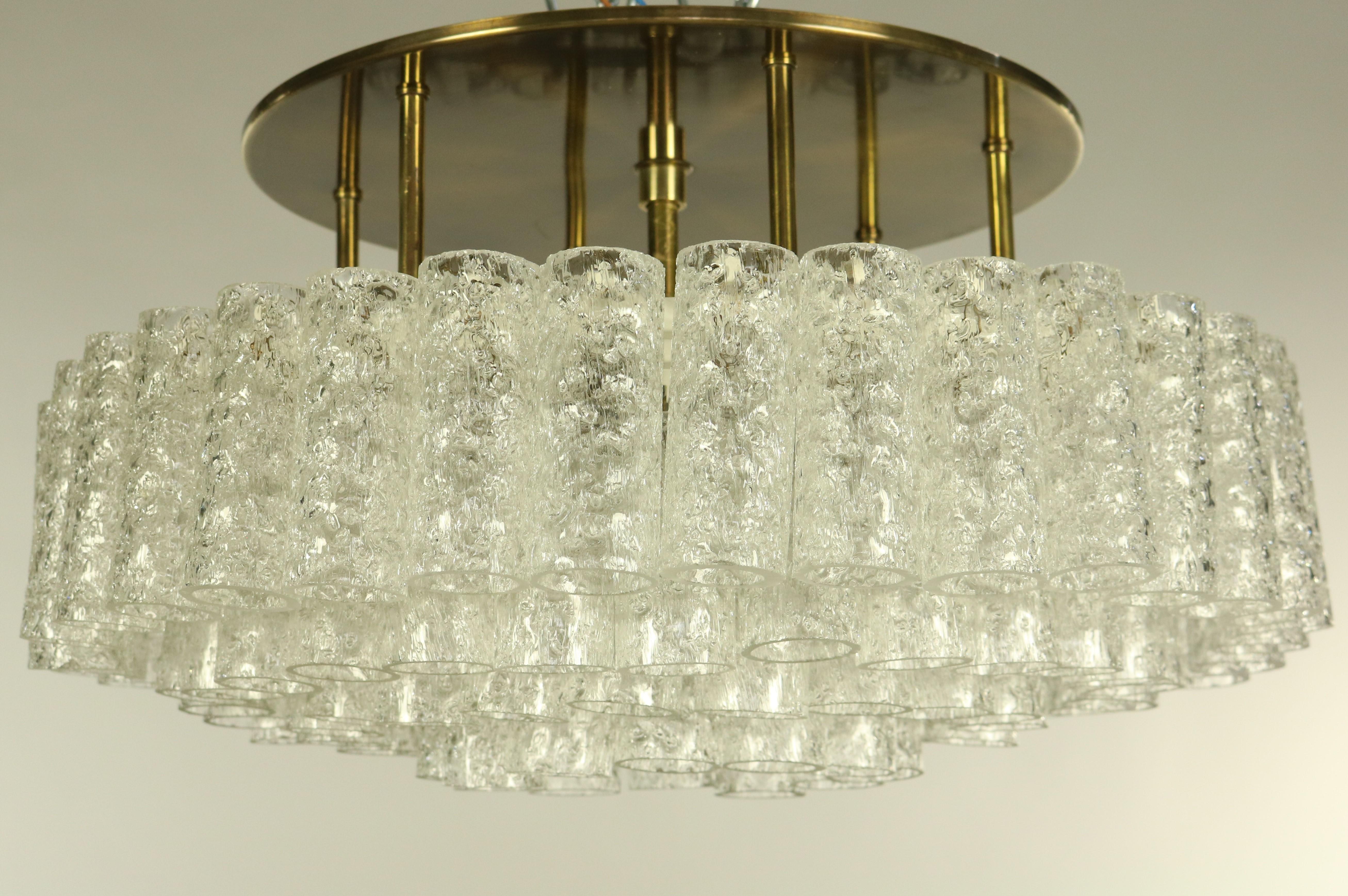 Vintage Doria Flush Mount Glass Tube Chandelier 97 Glass Parts, 1950s-1960s For Sale 3