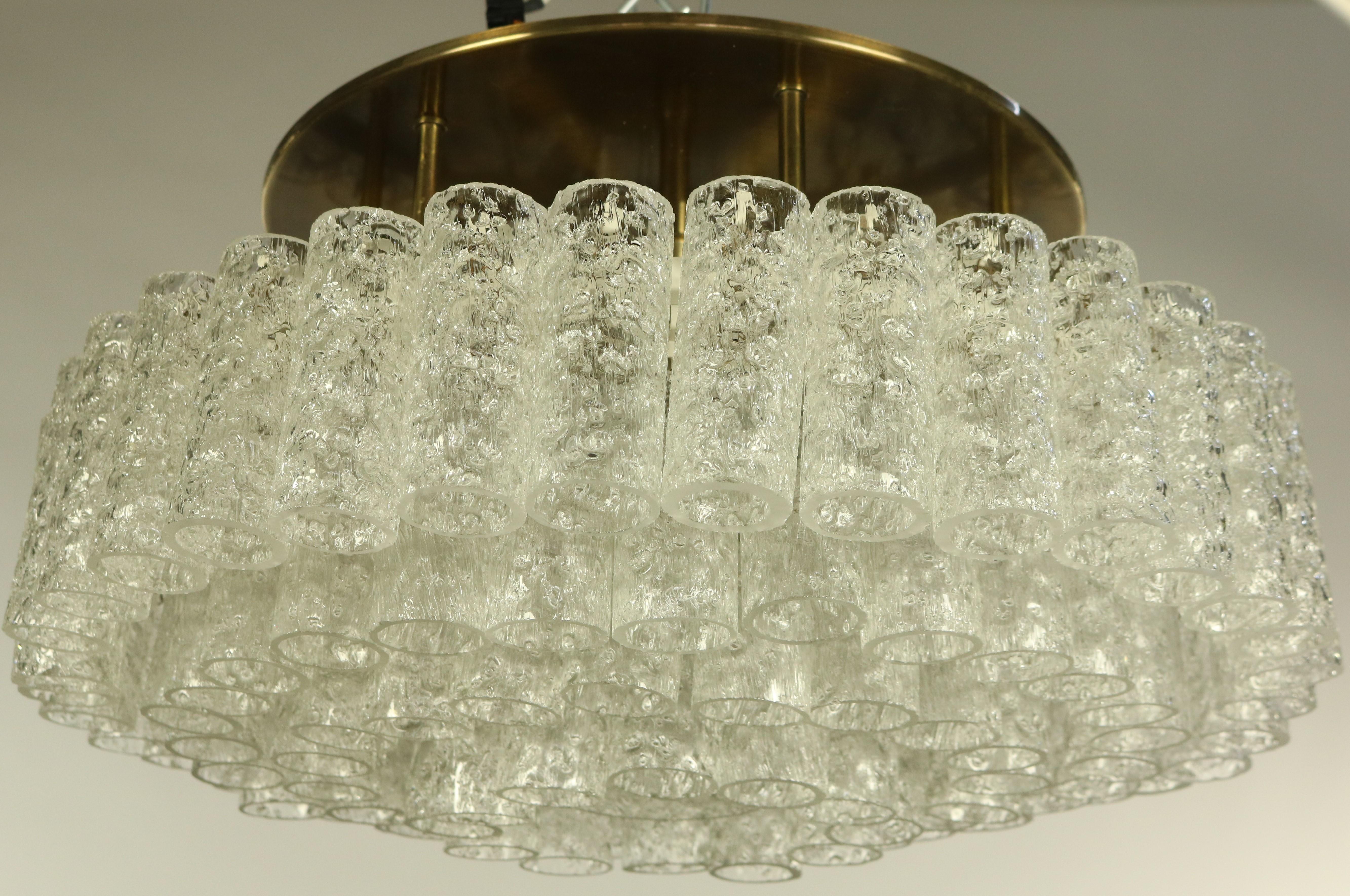 Vintage Doria Flush Mount Glass Tube Chandelier 97 Glass Parts, 1950s-1960s For Sale 5