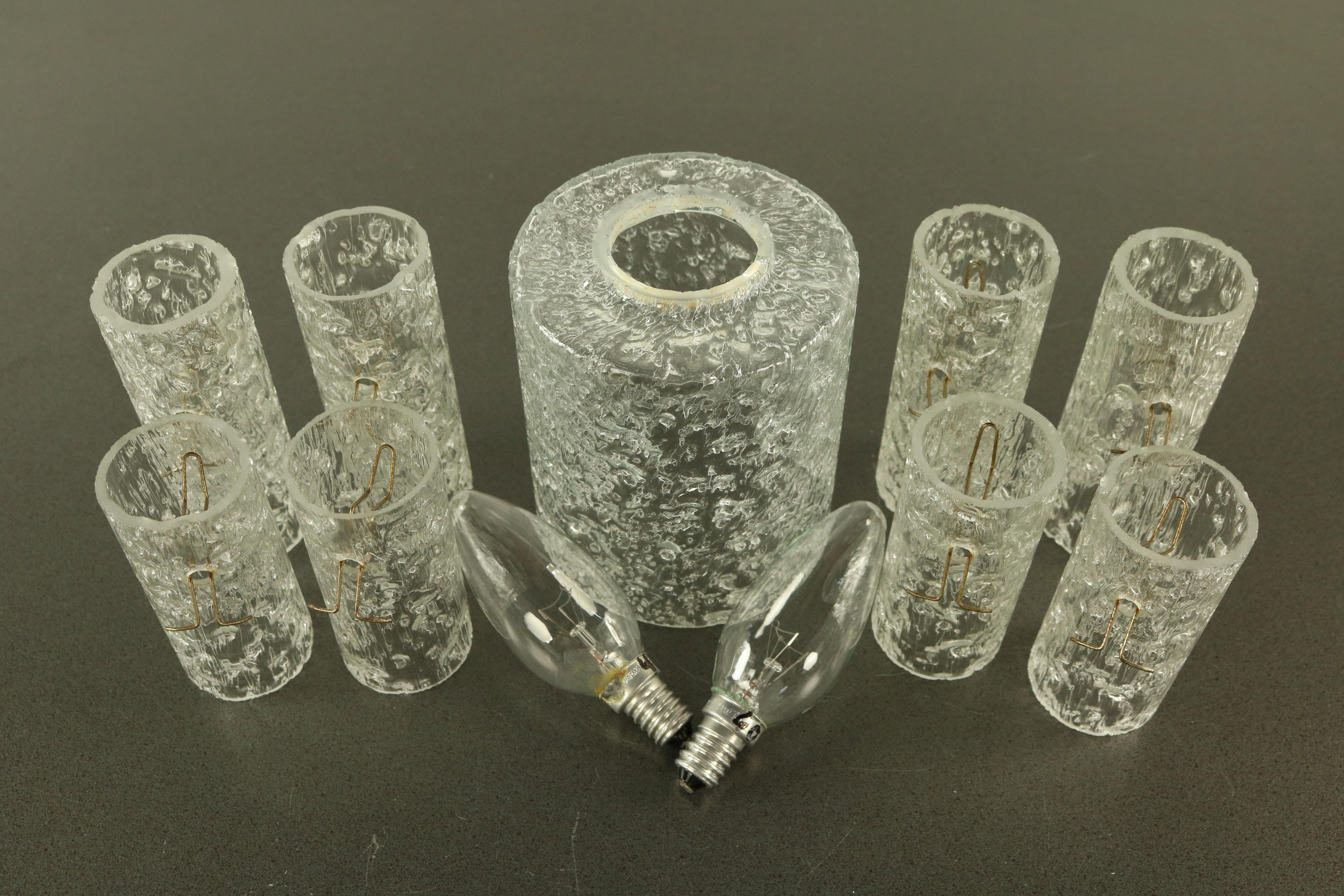 Vintage Doria Flush Mount Glass Tube Chandelier 97 Glass Parts, 1950s-1960s For Sale 8