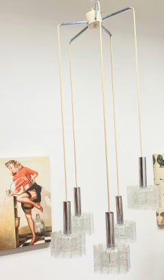 Vintage Doria Pendant Lamp Cascading Glass Tube Chandlier, Germany, 1960s