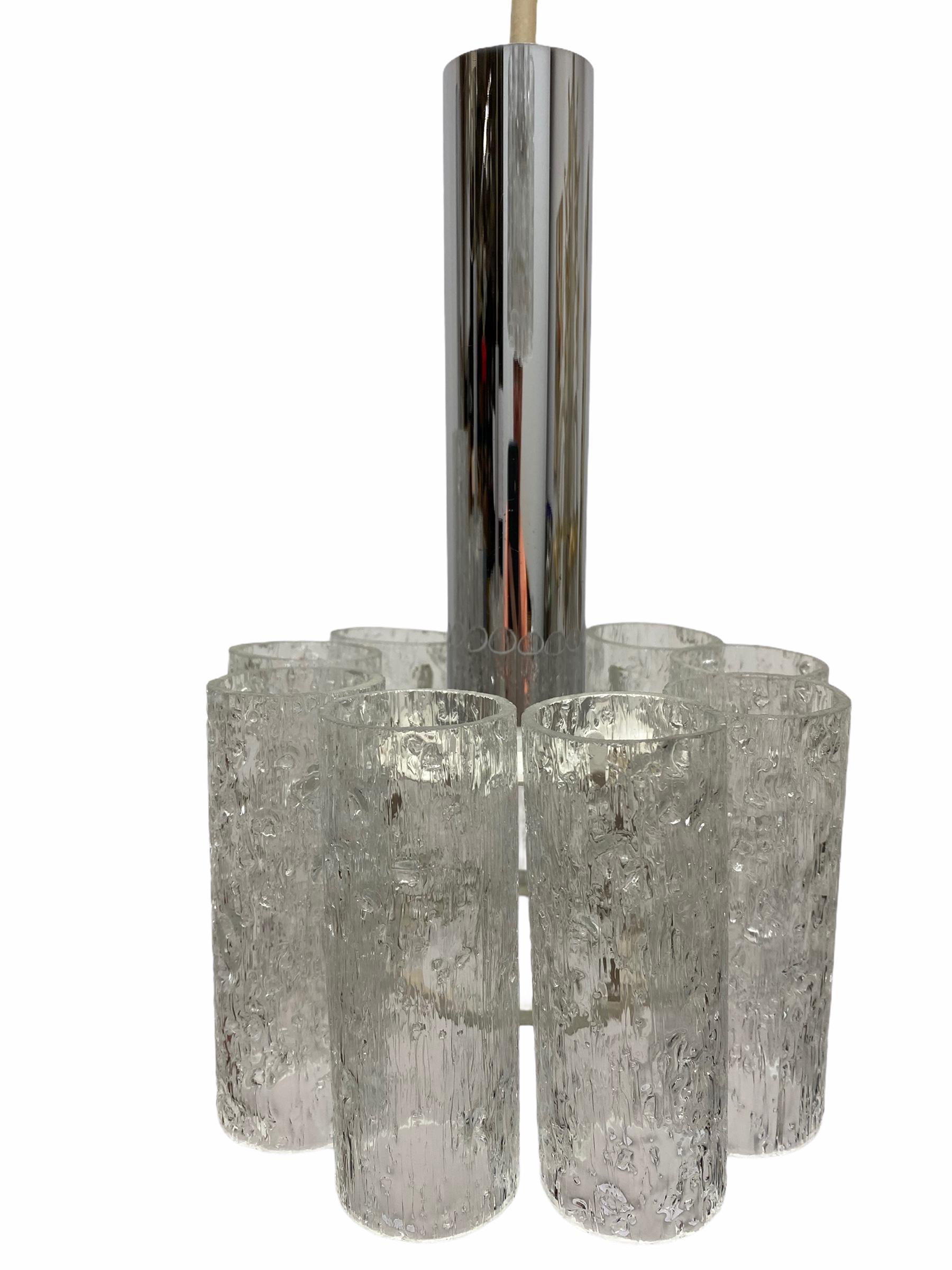 Métal Lampe à suspension Doria vintage avec tube en verre cascade, Allemagne, années 1960 en vente