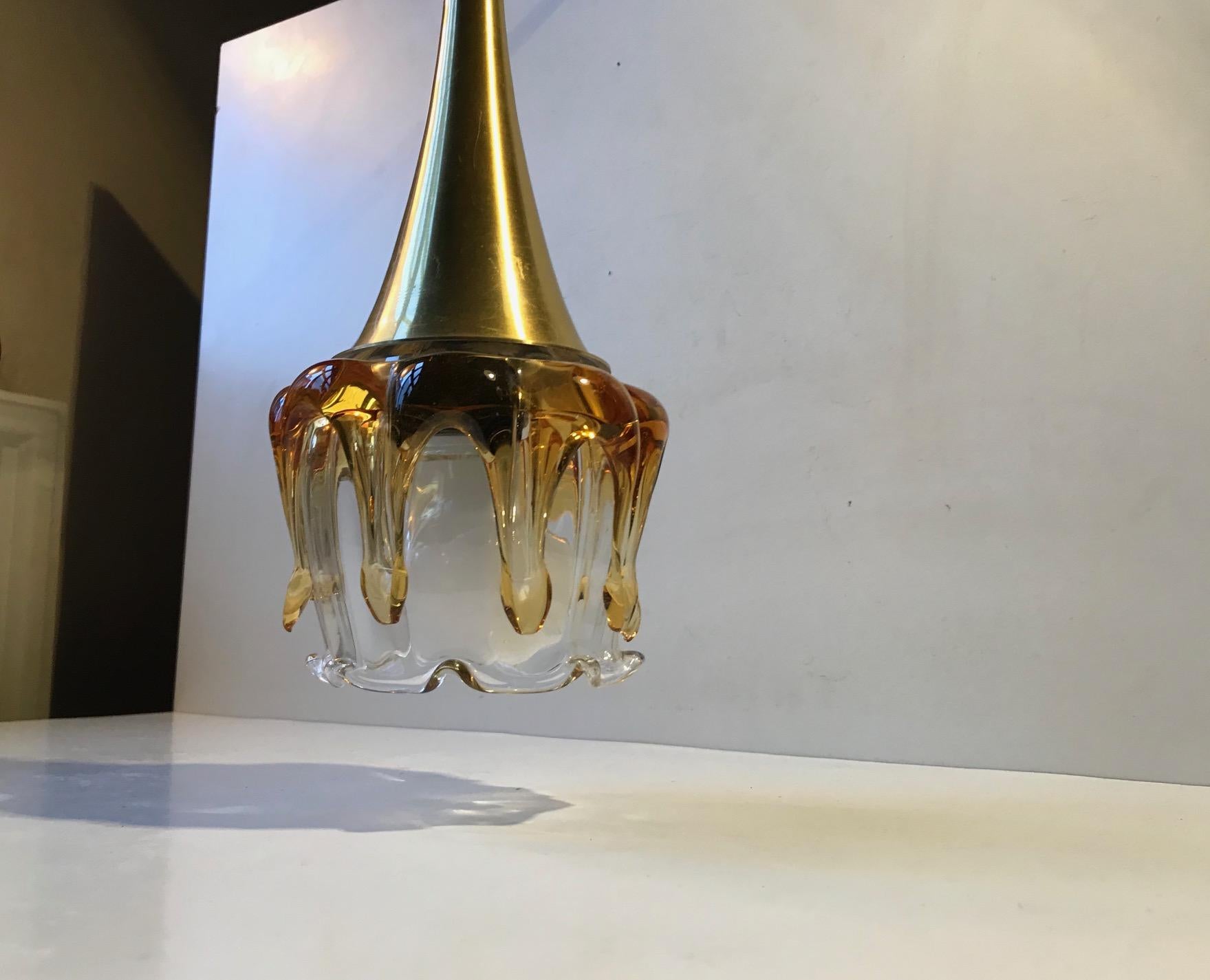 Mid-Century Modern Vintage Doria Pendant Lamp in Honeydrip Glass, 1970s For Sale