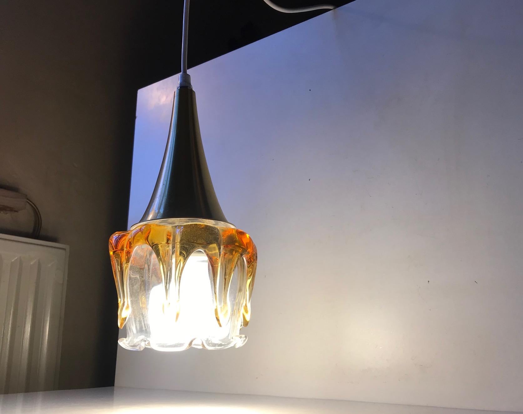 German Vintage Doria Pendant Lamp in Honeydrip Glass, 1970s For Sale