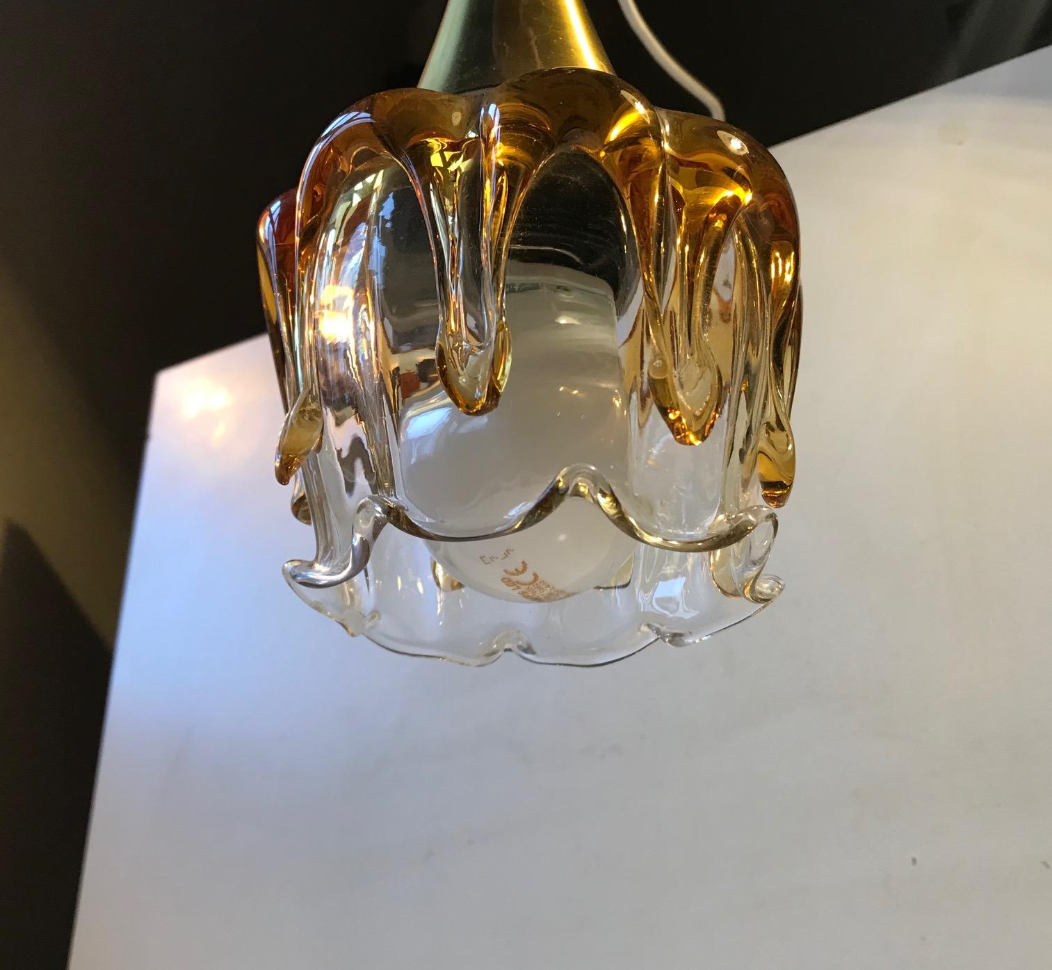 Blown Glass Vintage Doria Pendant Lamp in Honeydrip Glass, 1970s For Sale