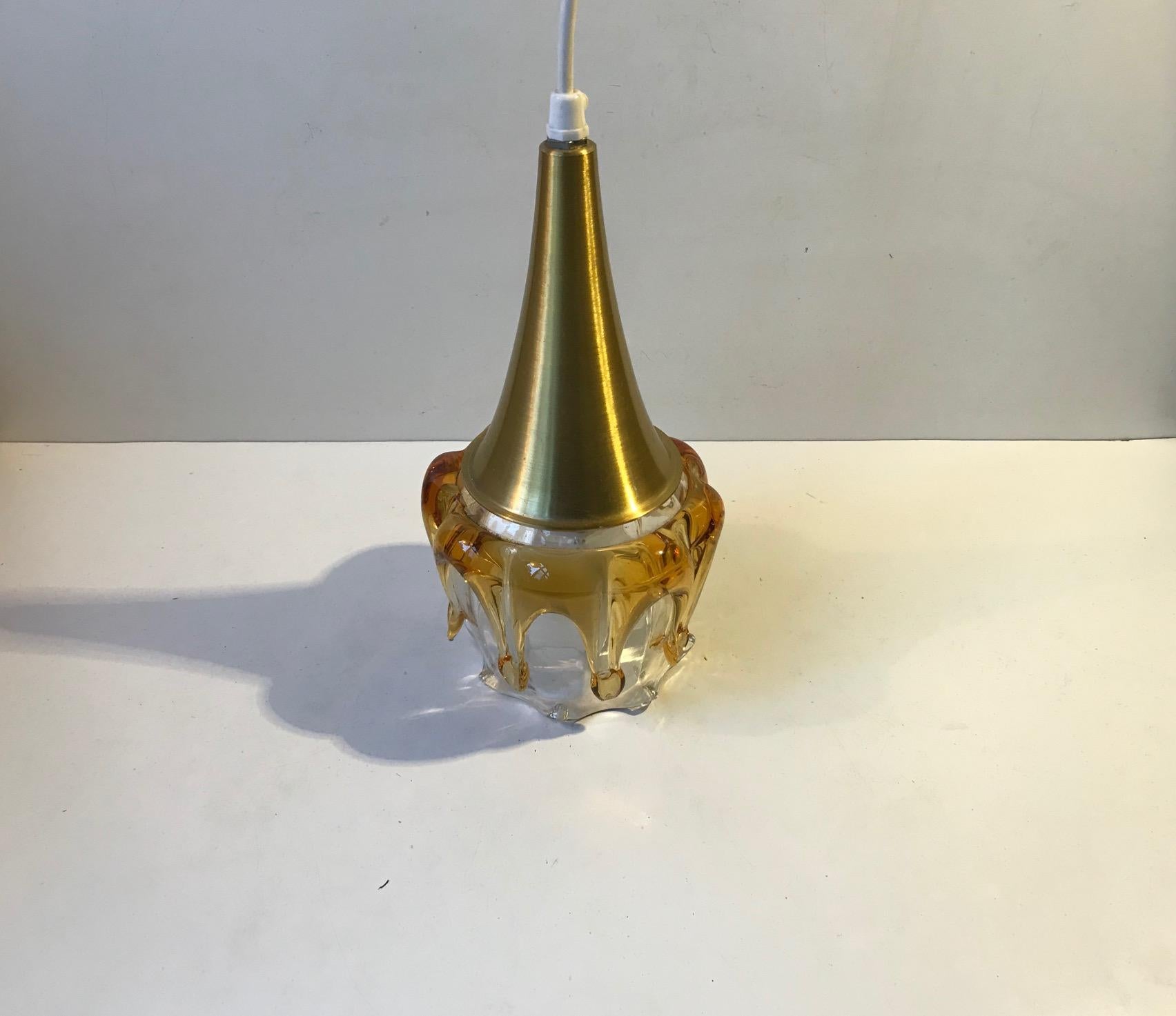 Vintage Doria Pendant Lamp in Honeydrip Glass, 1970s For Sale 1