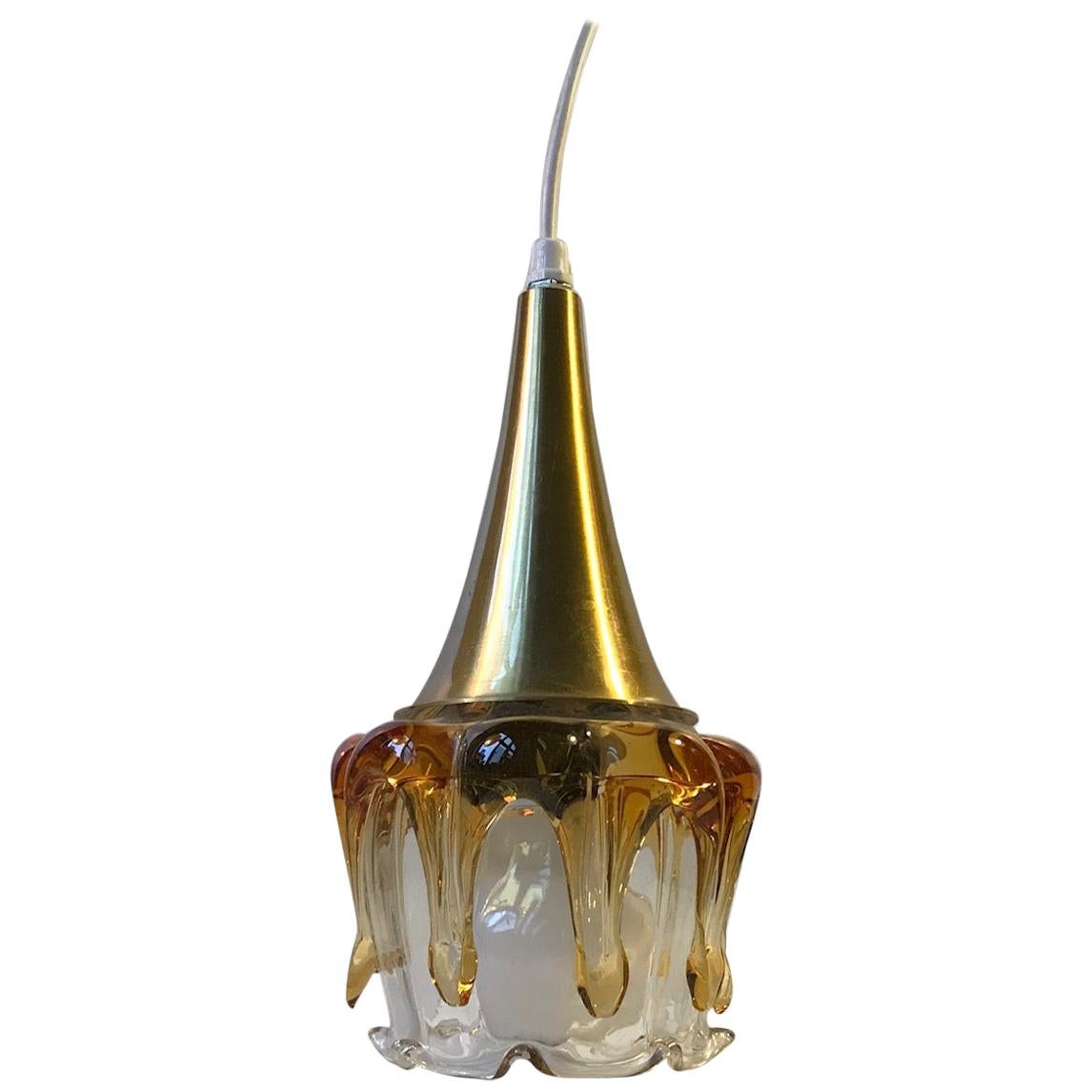 Vintage Doria Pendant Lamp in Honeydrip Glass, 1970s For Sale
