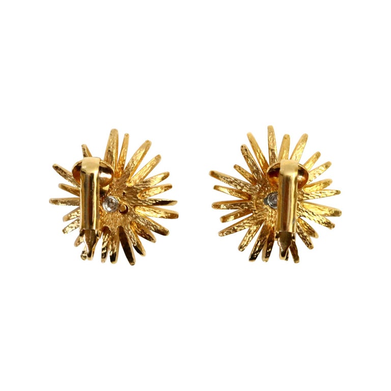 Artist Vintage D'orlan Gold Starburst with Blue Diamante Earrings, circa 1980s For Sale