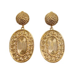 Vintage D'Orlan Gold Tone Byzantine Drop Earrings Circa 2000s