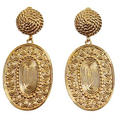 Vintage D'Orlan Gold Tone Byzantine Drop Earrings Circa 2000s