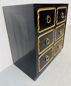 Vintage Dorothy Draper Style Black Lacquered Bachelor Chest
