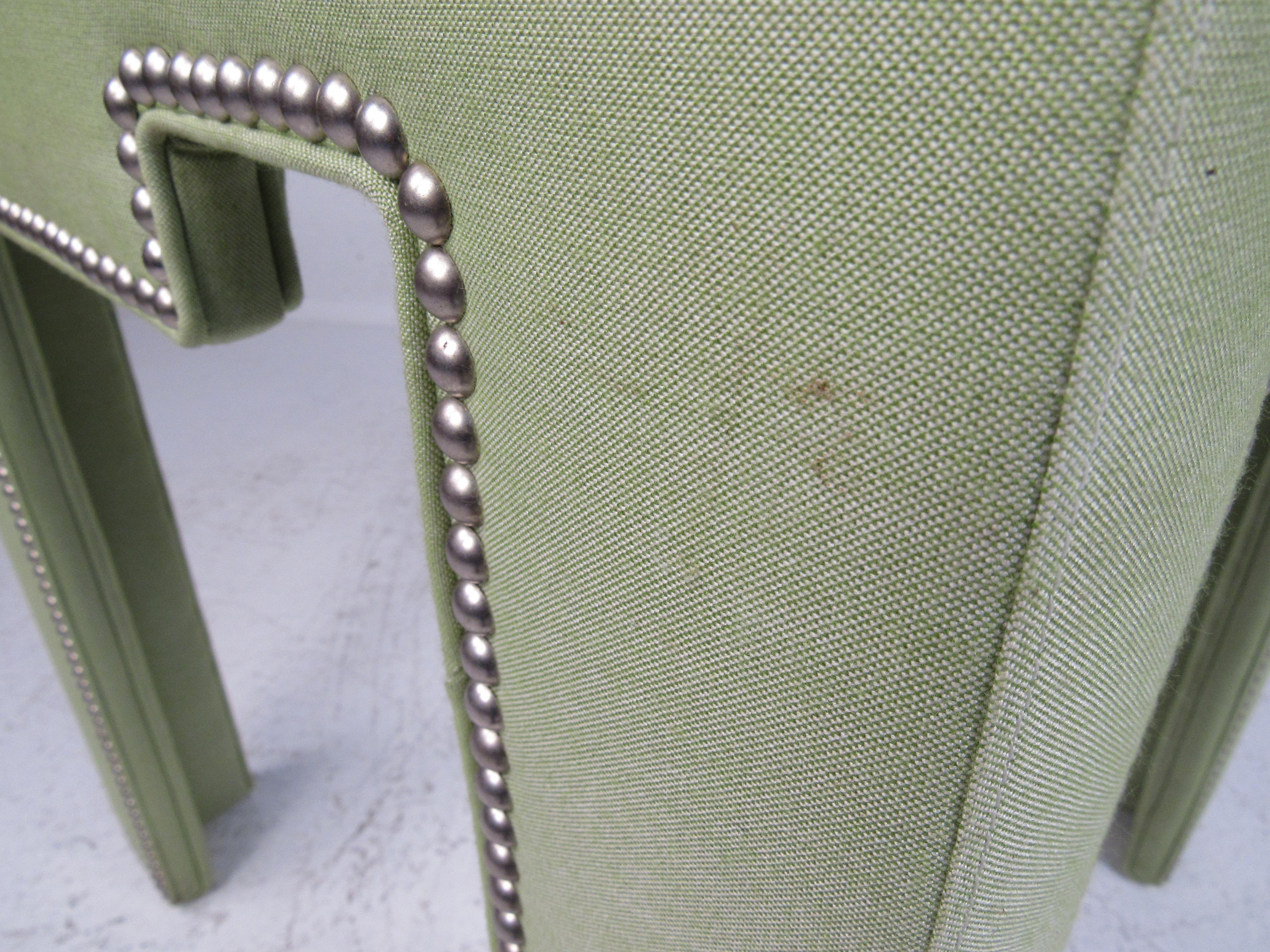 VIntage Dorothy Draper Style Upholstered Side Table For Sale 1