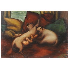 Vintage Dorothy Stauffer Hay Siamese Cats Painting