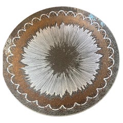 Vintage Dorothy Thorpe Clear Glass Starburst White and Gold Bowl