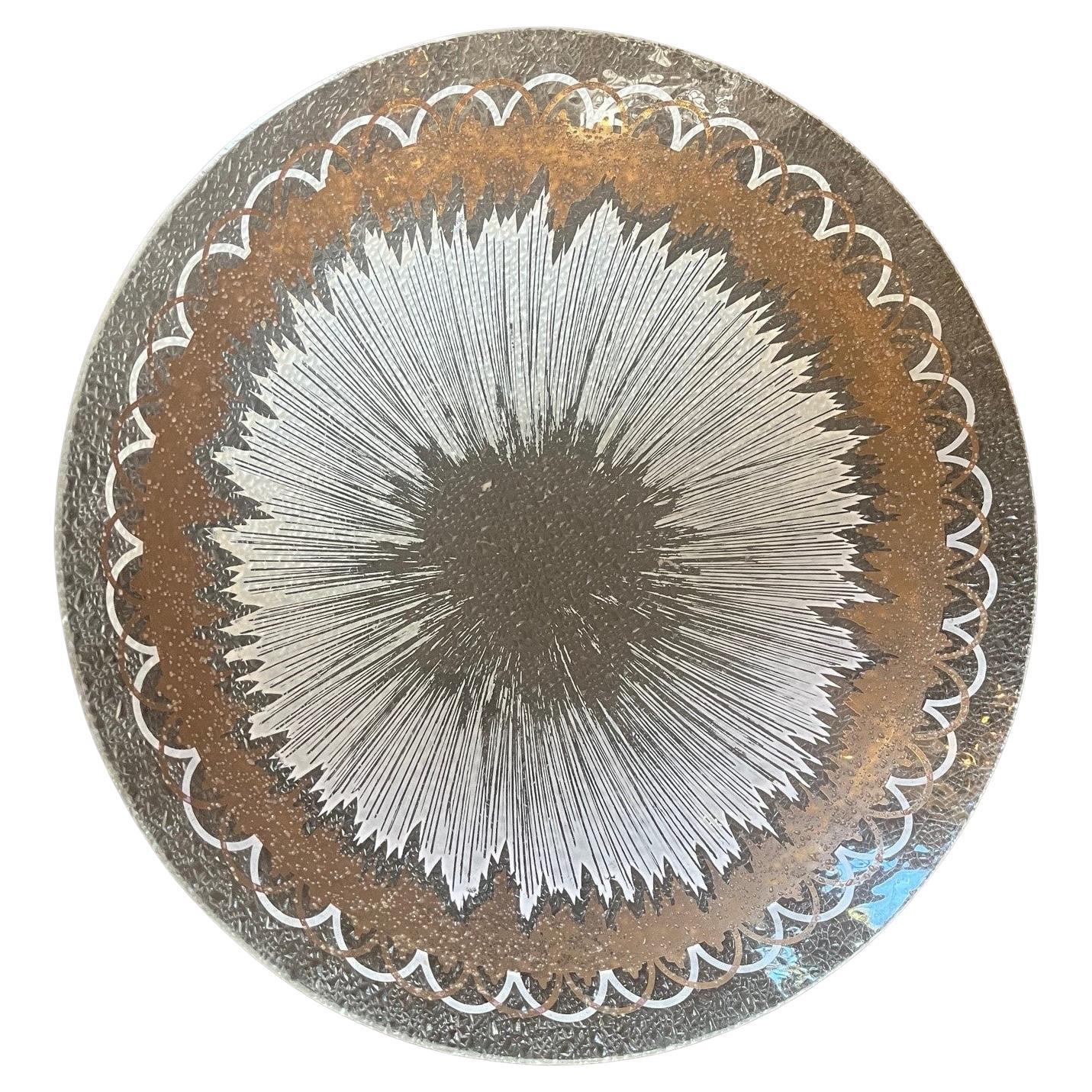 Bol vintage Dorothy Thorpe en verre transparent étoilé blanc et or