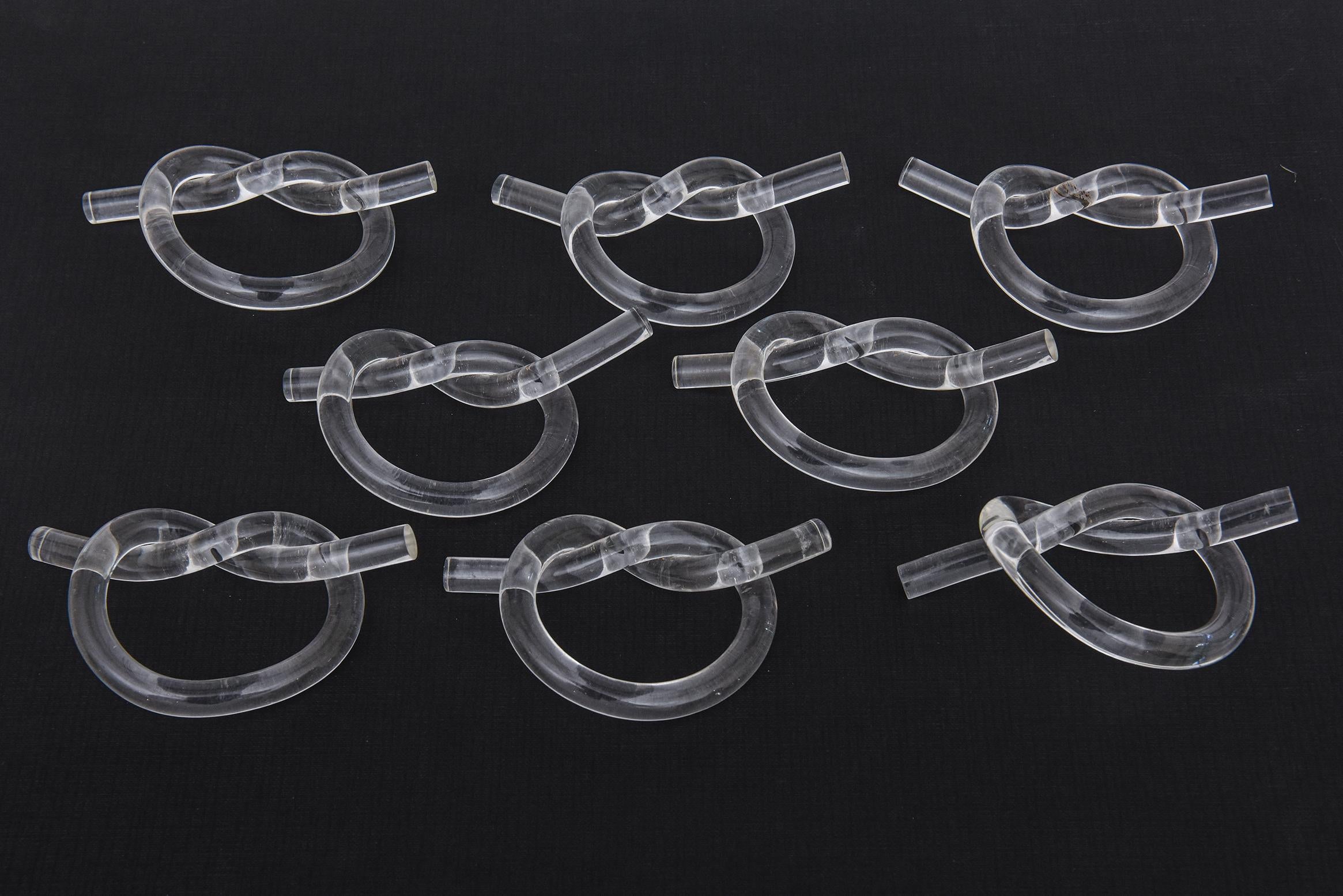 Vintage Dorothy Thorpe Clear Twisted Lucite Napkin Rings Set of Eight 4