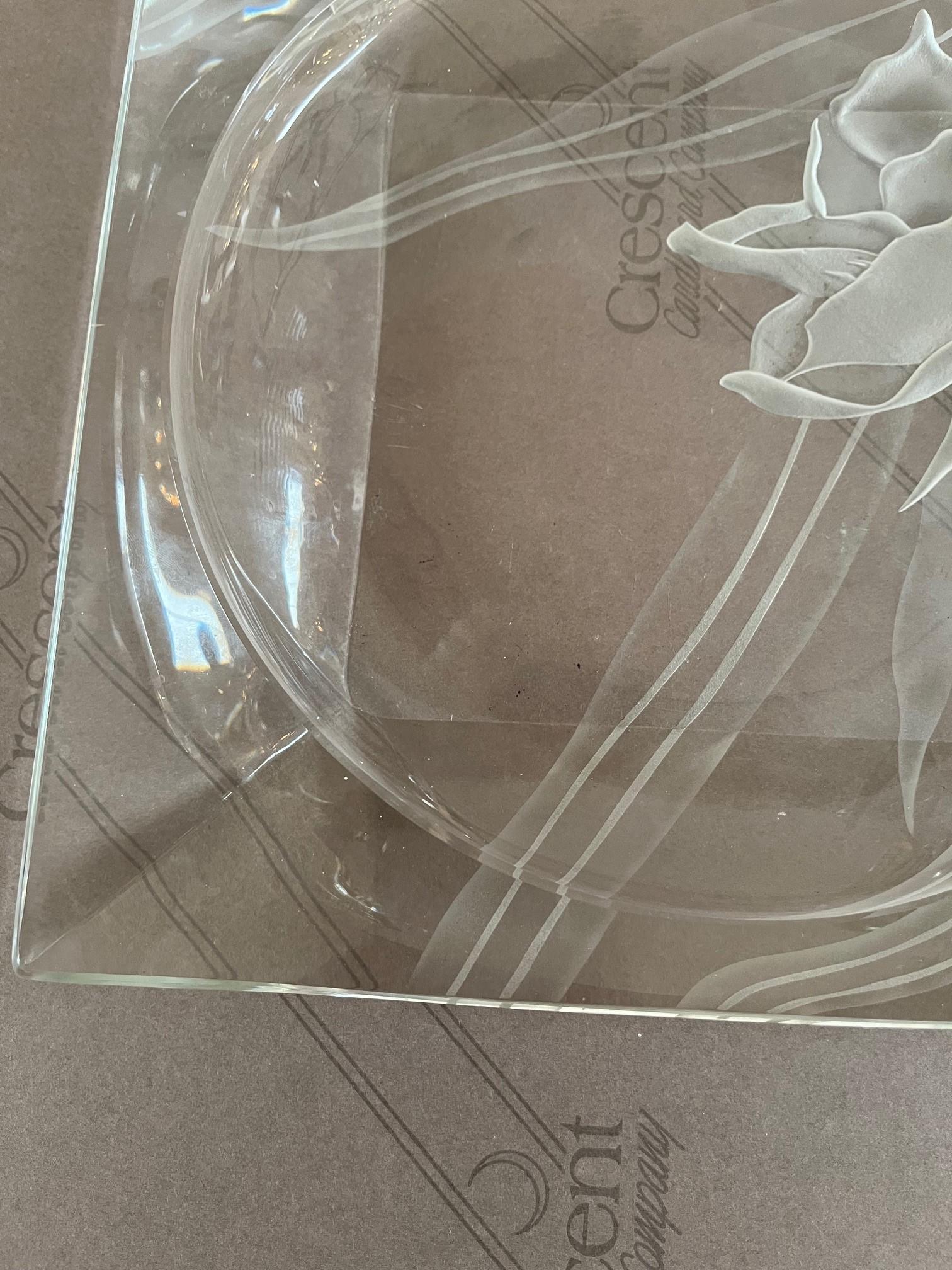 Vintage Dorothy Thorpe Etched Glass Platter, Tray Signed by Dorothy Thorpe For Sale 6