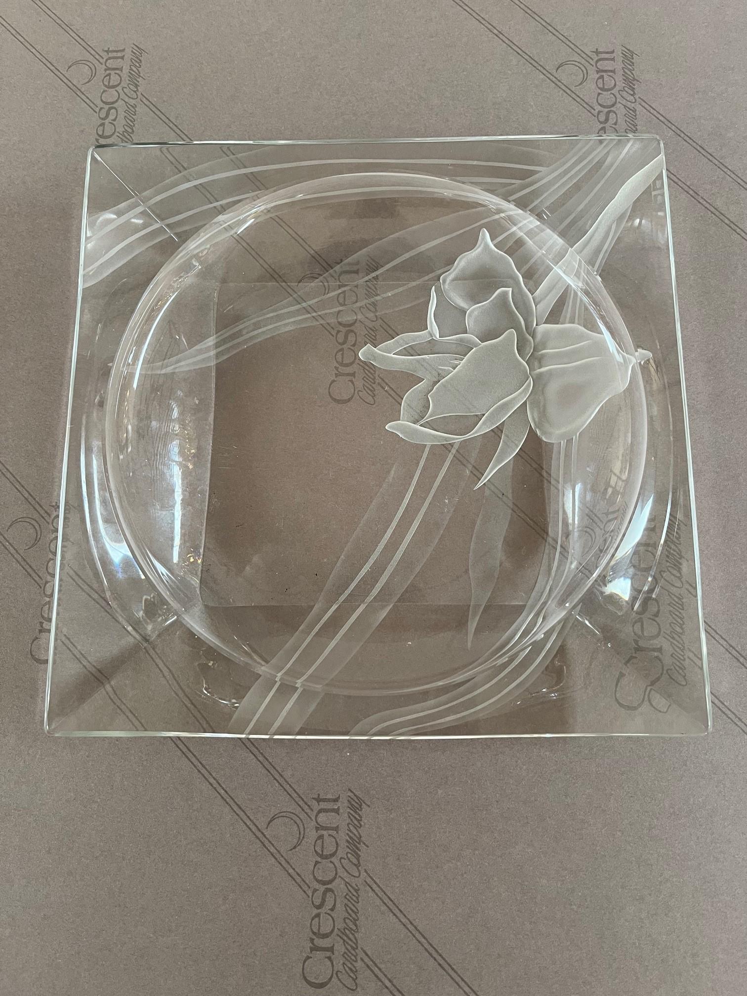 Vintage Dorothy Thorpe Etched Glass Platter, Tray Signed by Dorothy Thorpe For Sale 7