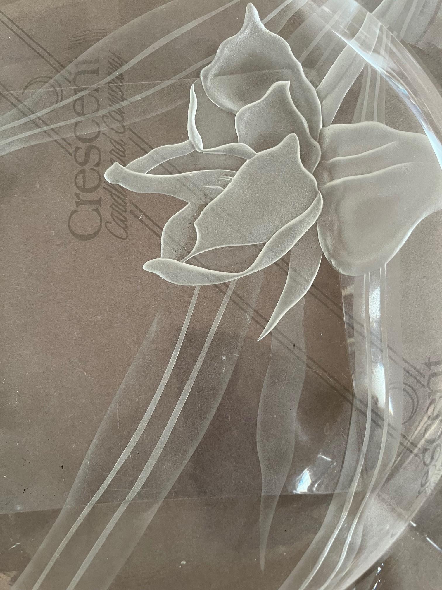 Vintage Dorothy Thorpe Etched Glass Platter, Tray Signed by Dorothy Thorpe In Good Condition For Sale In Los Angeles, CA