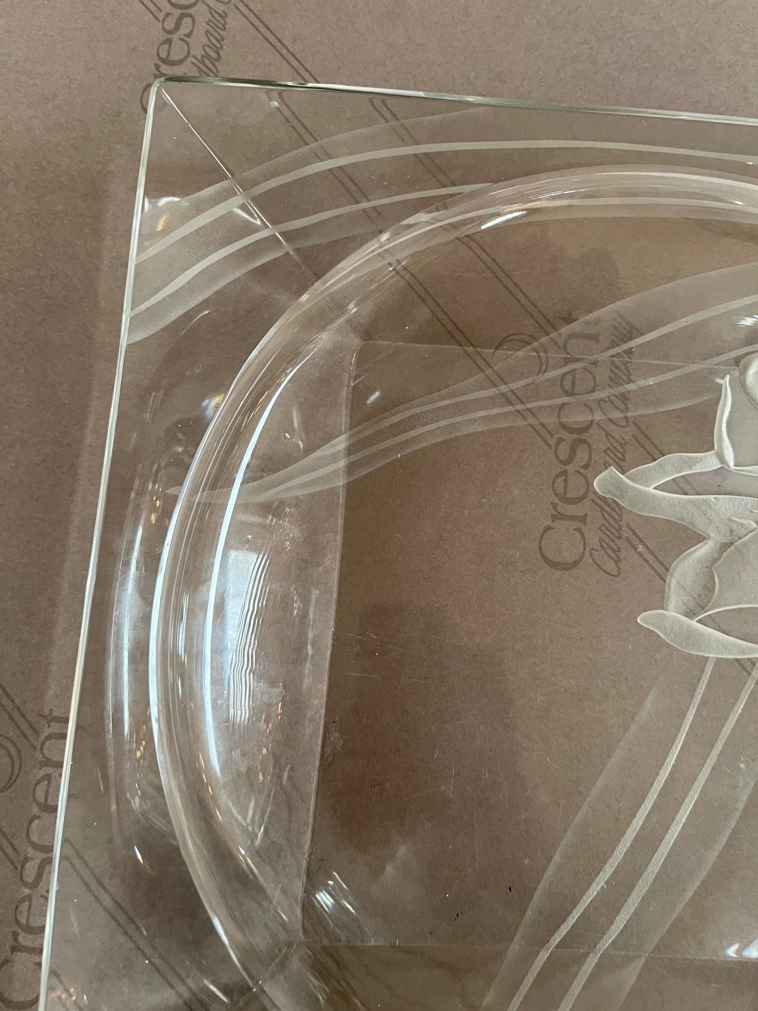 Vintage Dorothy Thorpe Etched Glass Platter, Tray Signed by Dorothy Thorpe For Sale 3