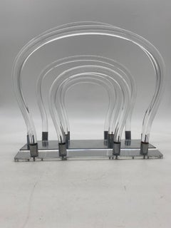 Vintage Dorothy Thorpe Magazine Rack Lucite Mirror and Mylar "Chrome"