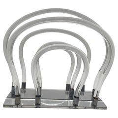 Vintage Dorothy Thorpe Magazine Rack Lucite Mirror and Mylar "Chrome"