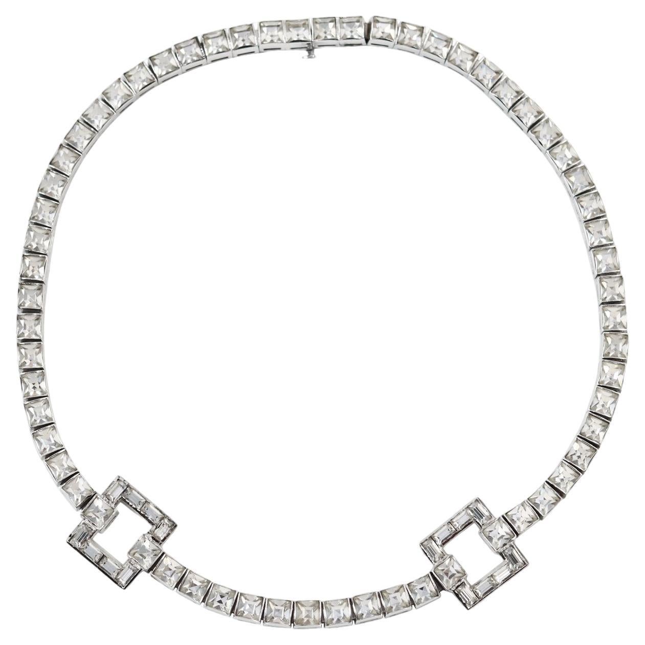 Vintage Dorsons Sterling Channel Set Square Choker Circa 1960s.  This looks like a very expensive classic necklace.  It is  channel set and wow does it deliver. In great shape.  You need nothing else.  

Many times at Barneys I sold these pieces to