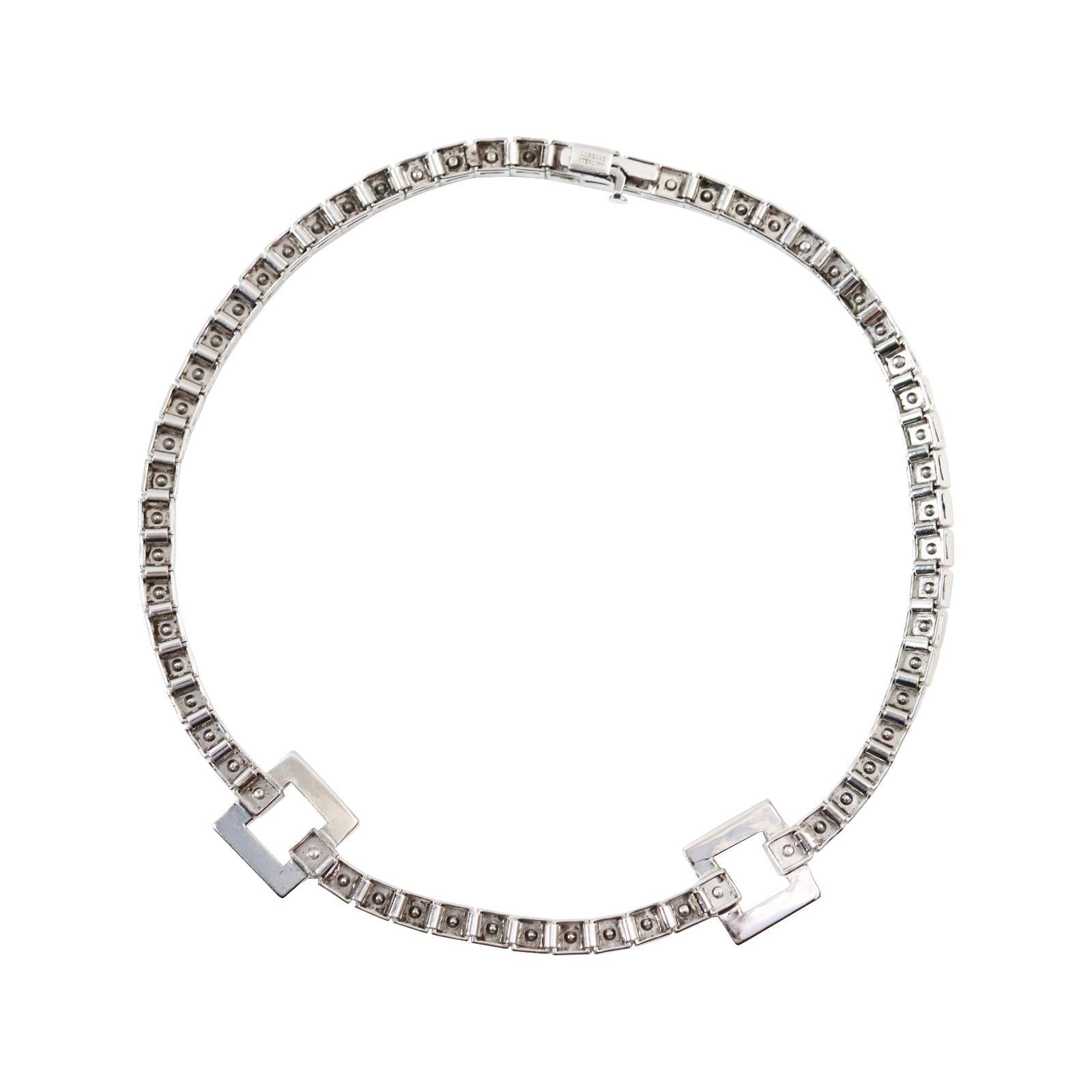 Vintage Dorsons Sterling Channel Set Square Choker Circa 1960s In Good Condition For Sale In New York, NY