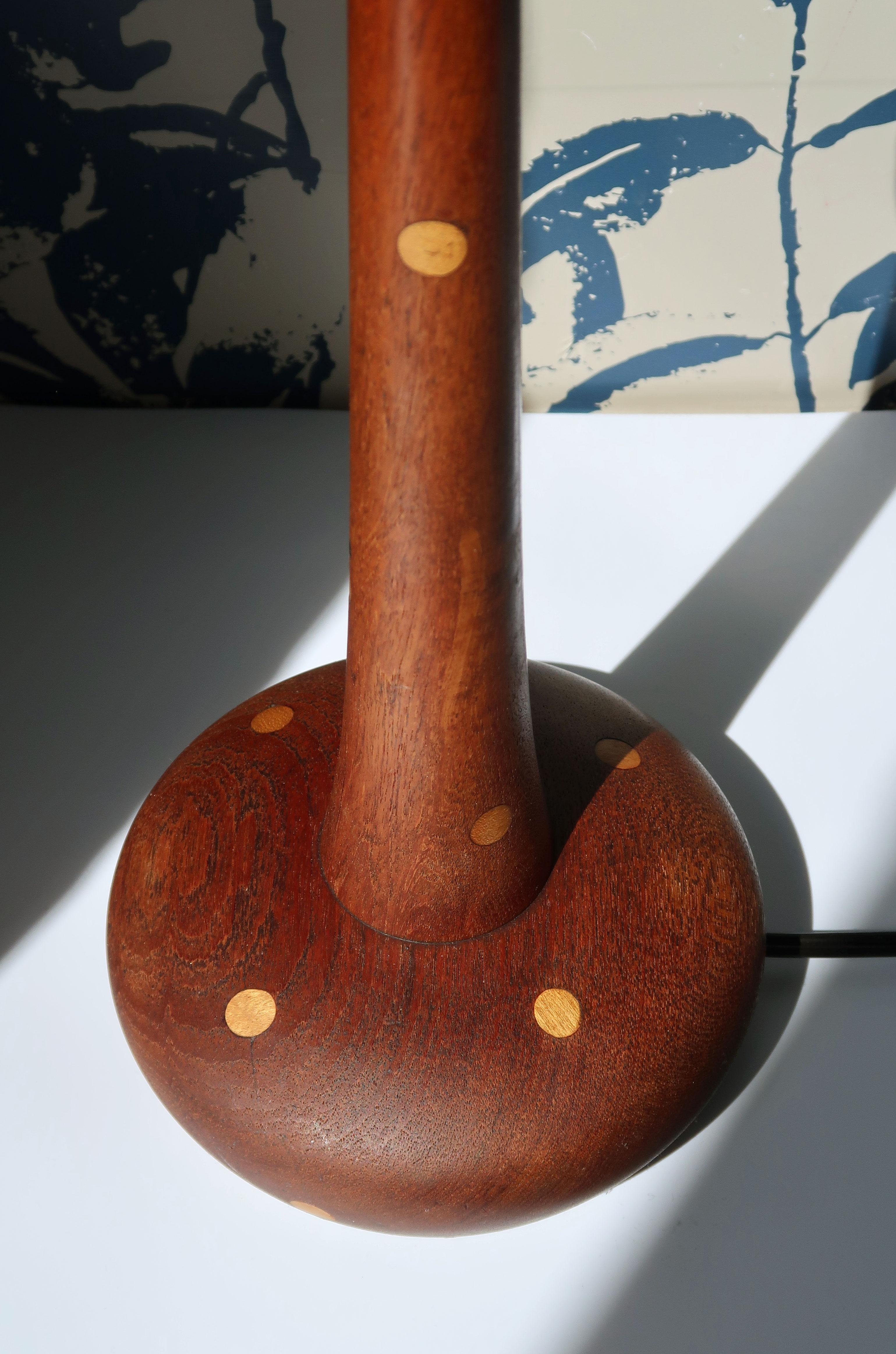 Vintage Dotted Wooden Danish Modern Table Lamp, 1960s In Good Condition In Copenhagen, DK