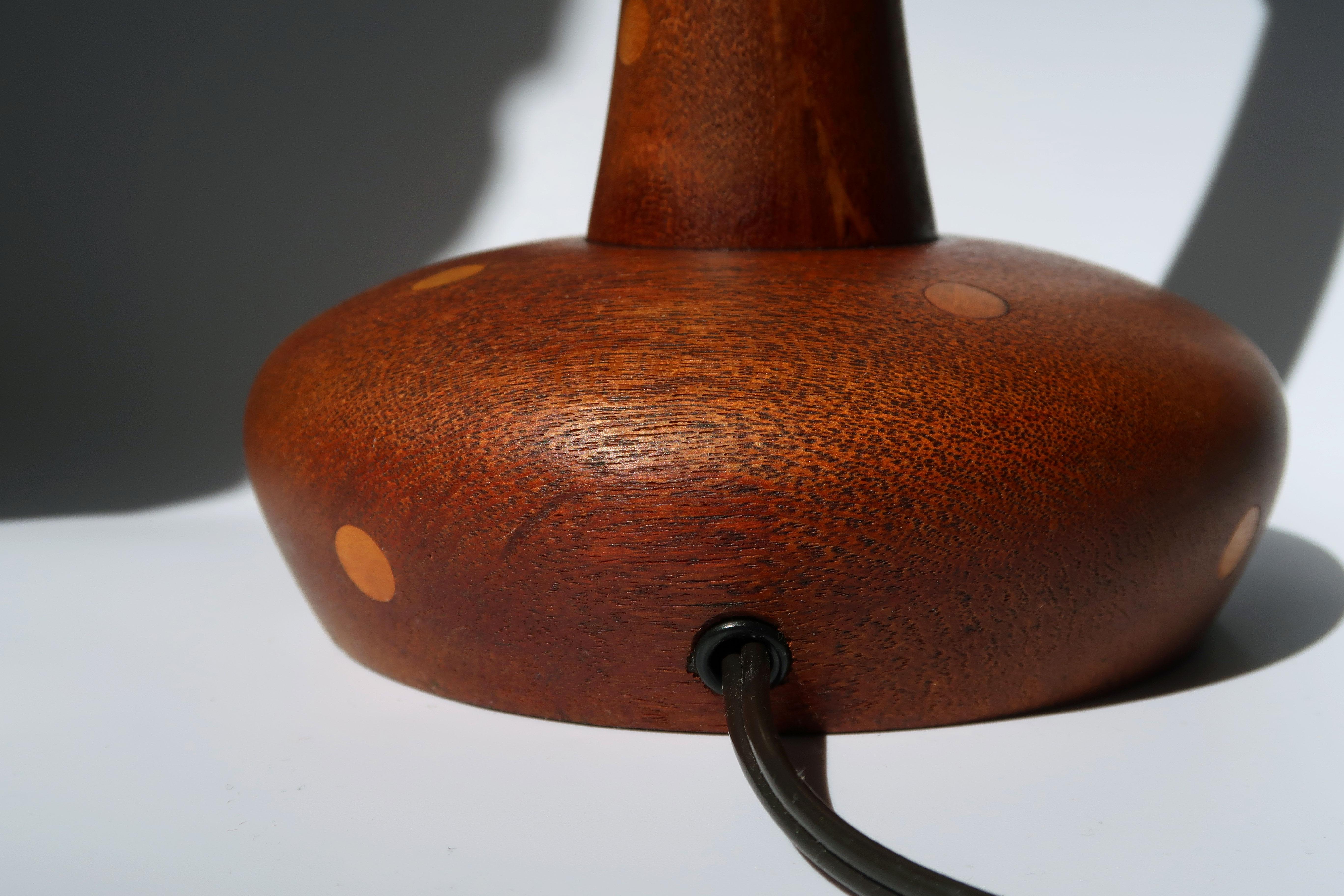 Vintage Dotted Wooden Danish Modern Table Lamp, 1960s 2