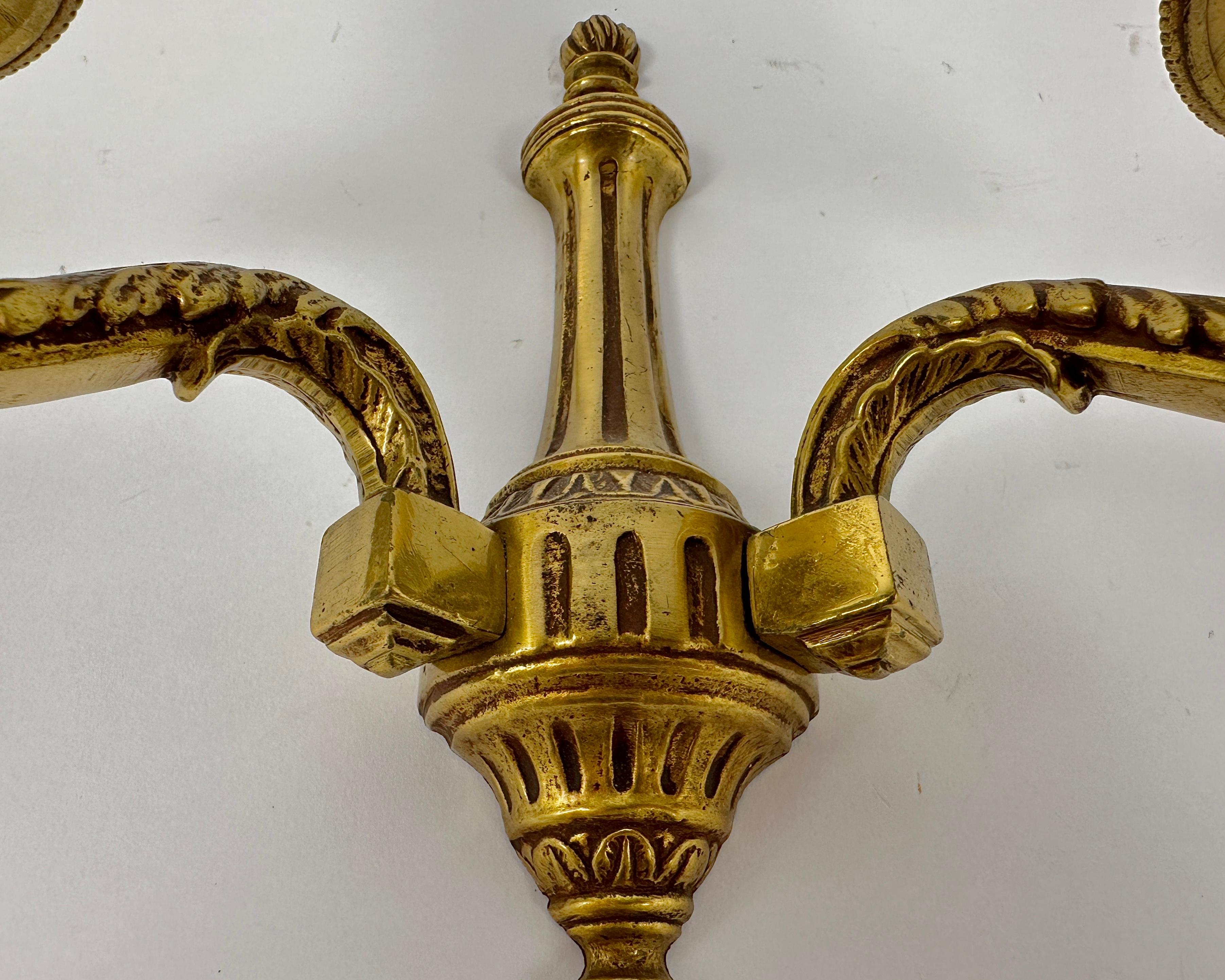 Apliques de pared vintage de doble brazo en bronce dorado, set 2 Bronce en venta