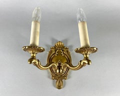Vintage Double Armed Wall Sconce Gilt Bronze Wall Lamp, 20th Century