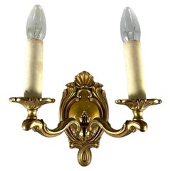 Vintage Double Armed Wall Sconce Gilt Bronze Wall Lamp, 20th Century
