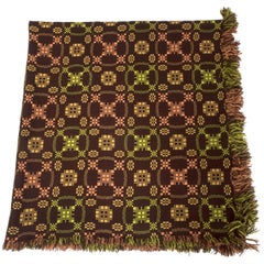 Vintage Double Blanket Lime, Chocolate, Orange and Peony, Wales circa 1960