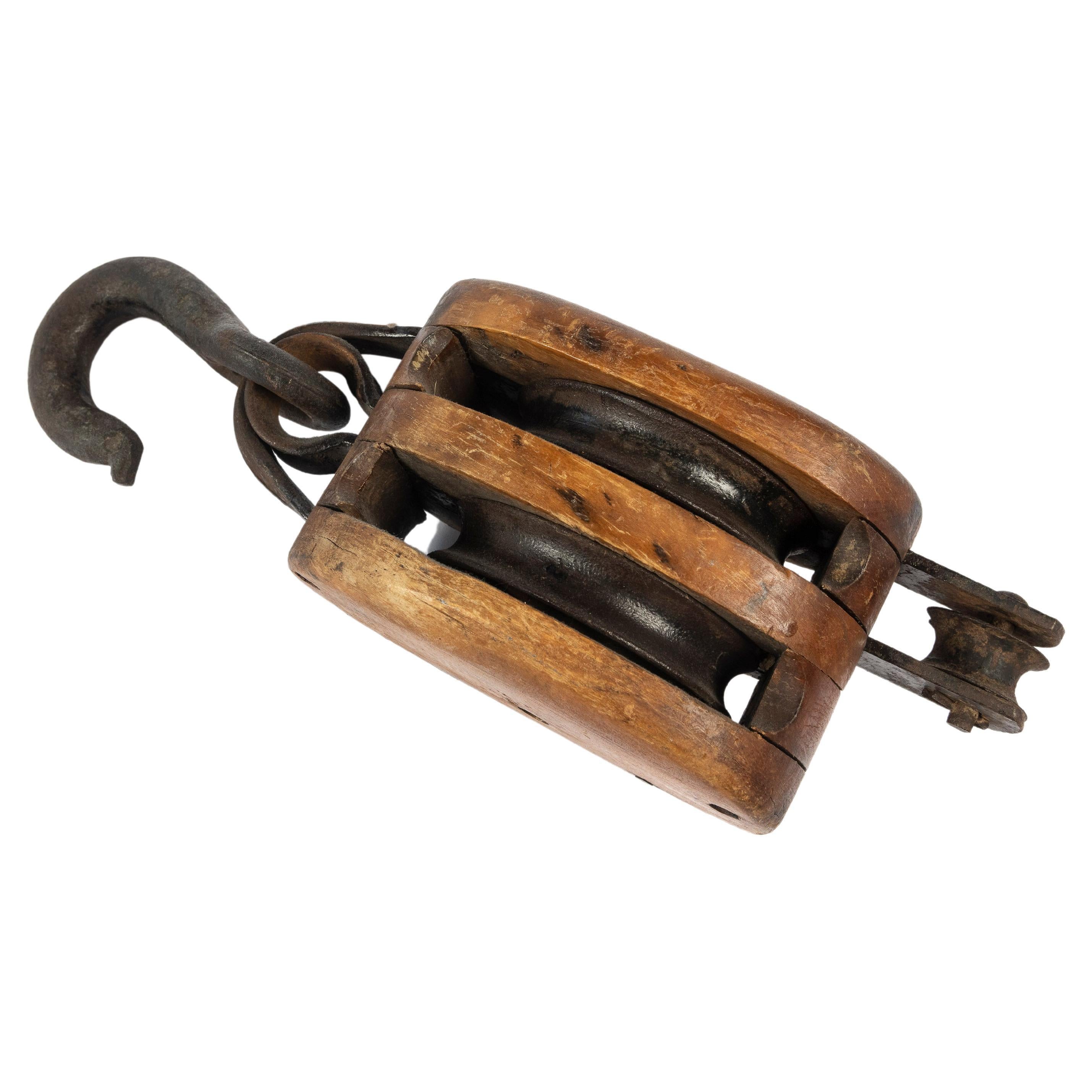 Vintage Double Block and Tackle Pulley Hook