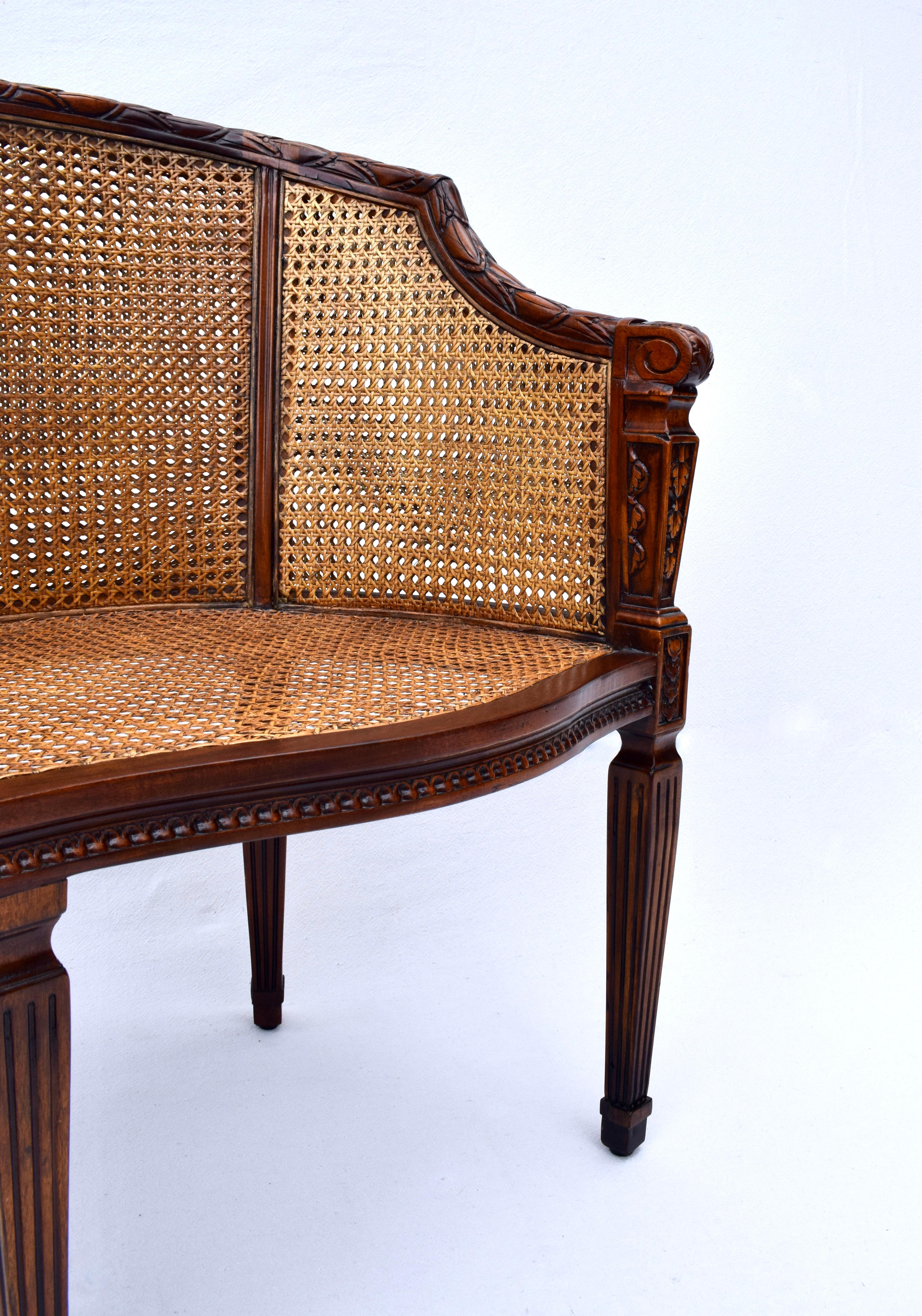 Vintage Double Cane Settee In Good Condition In Southampton, NJ