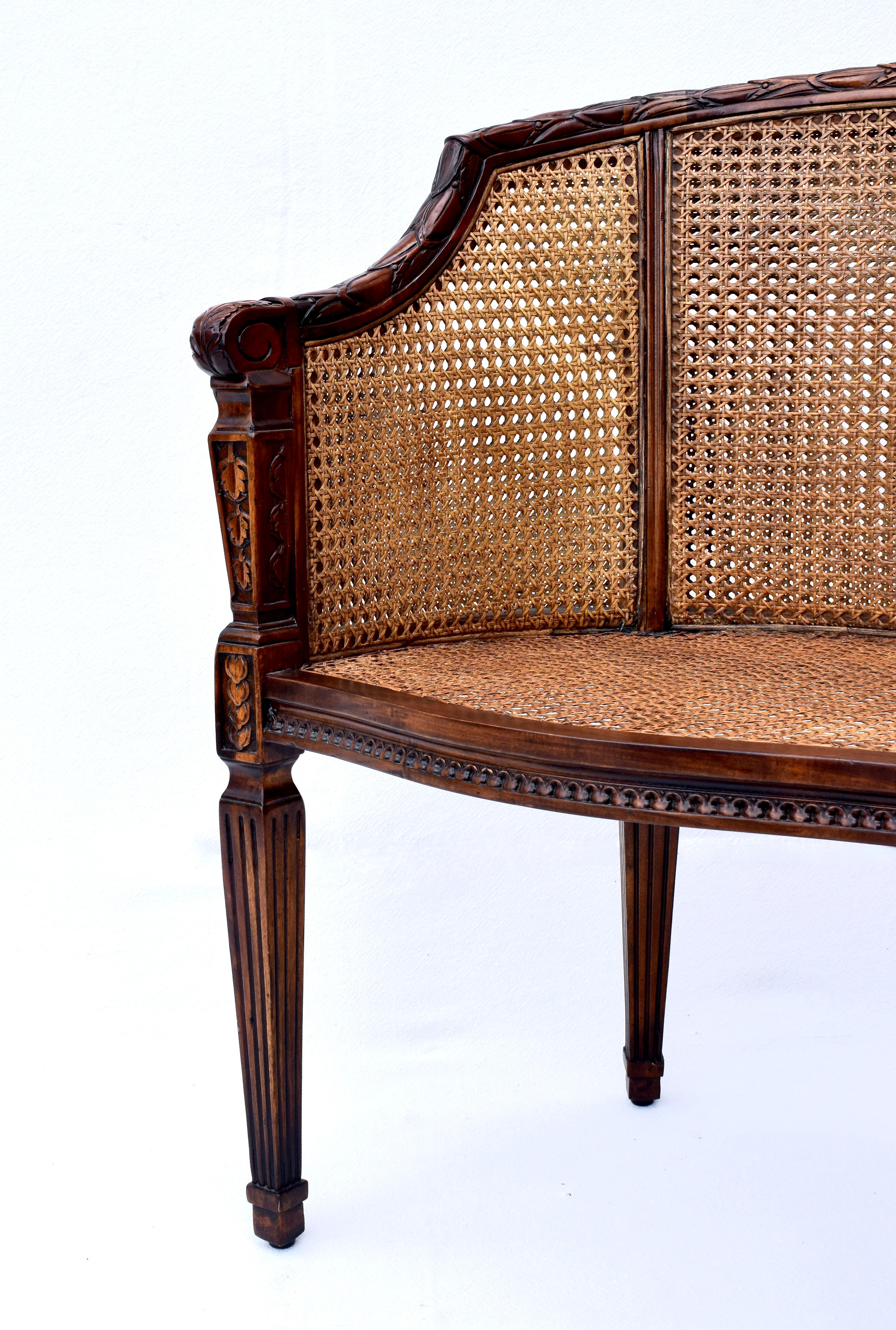 Vintage Double Cane Settee 1