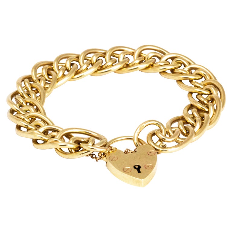 Vintage Double Chain 9 Carat Gold Curb Bracelet at 1stdibs