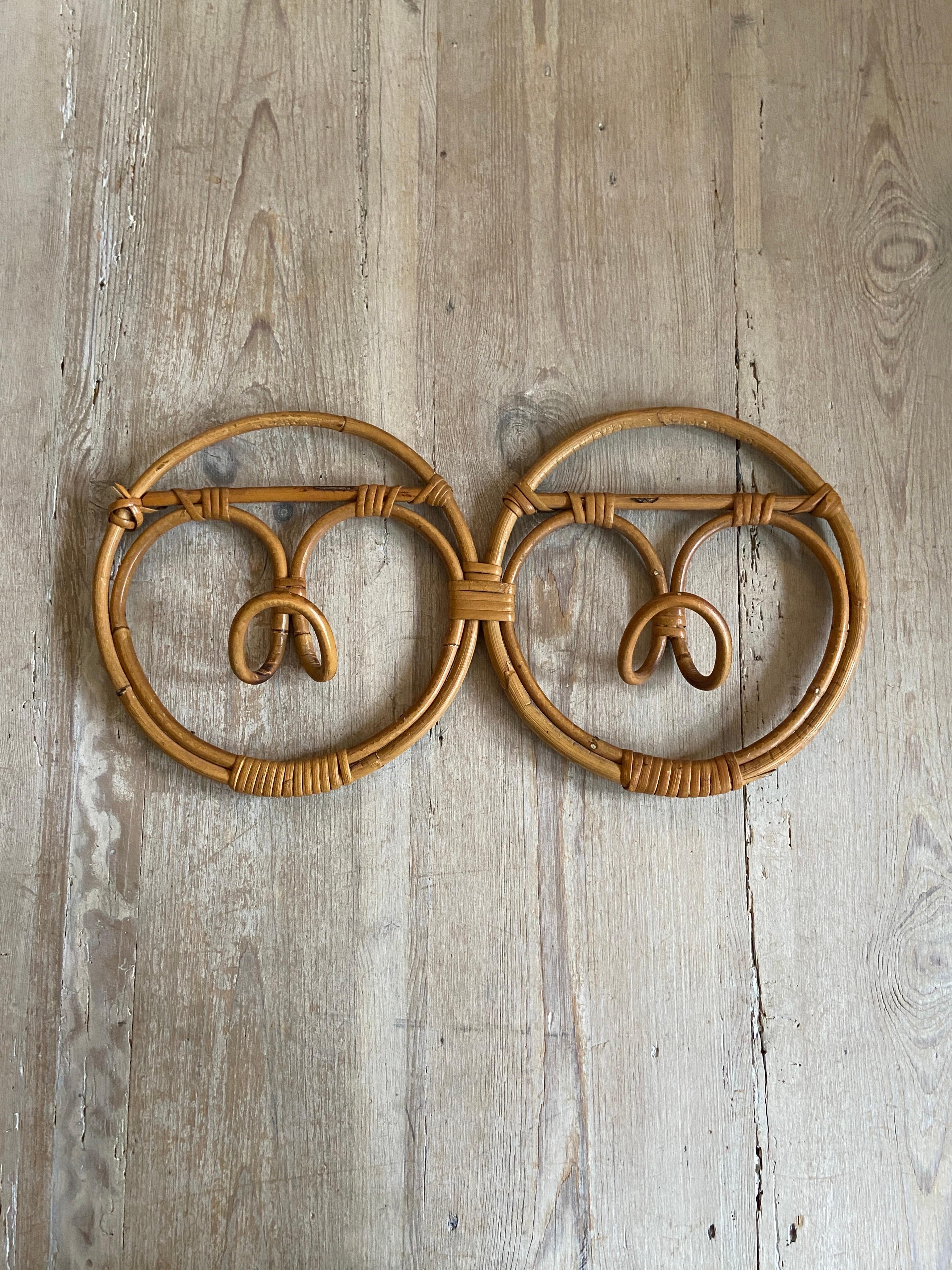 Italian Vintage Double Circle Bamboo Coat Hanger, Italy, 1960s For Sale